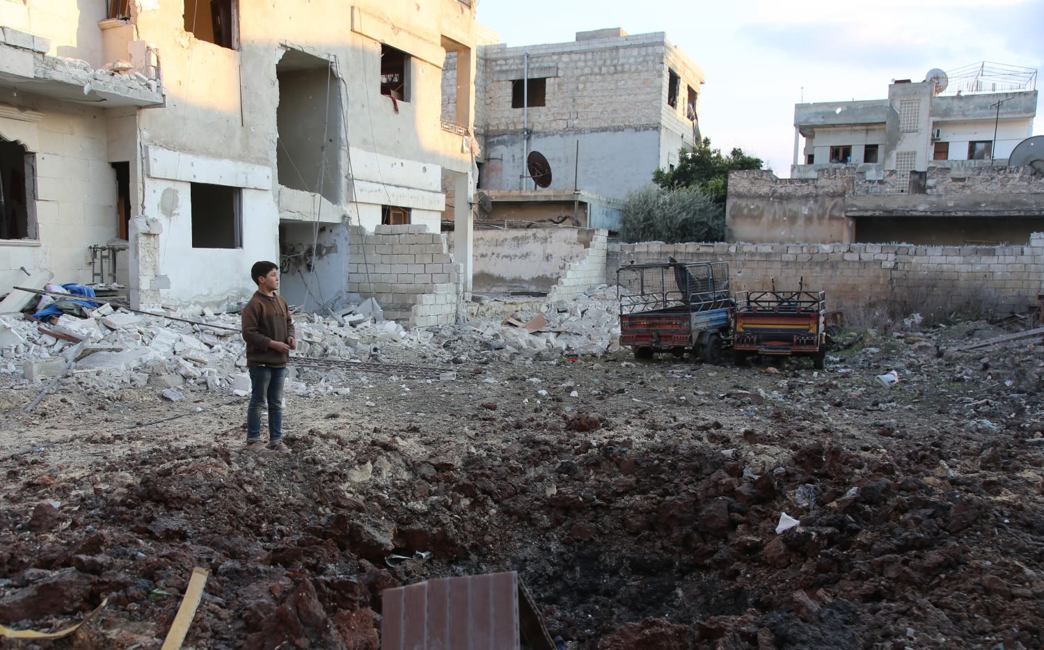 Destruction from airstrikes in Idlib, Syria.