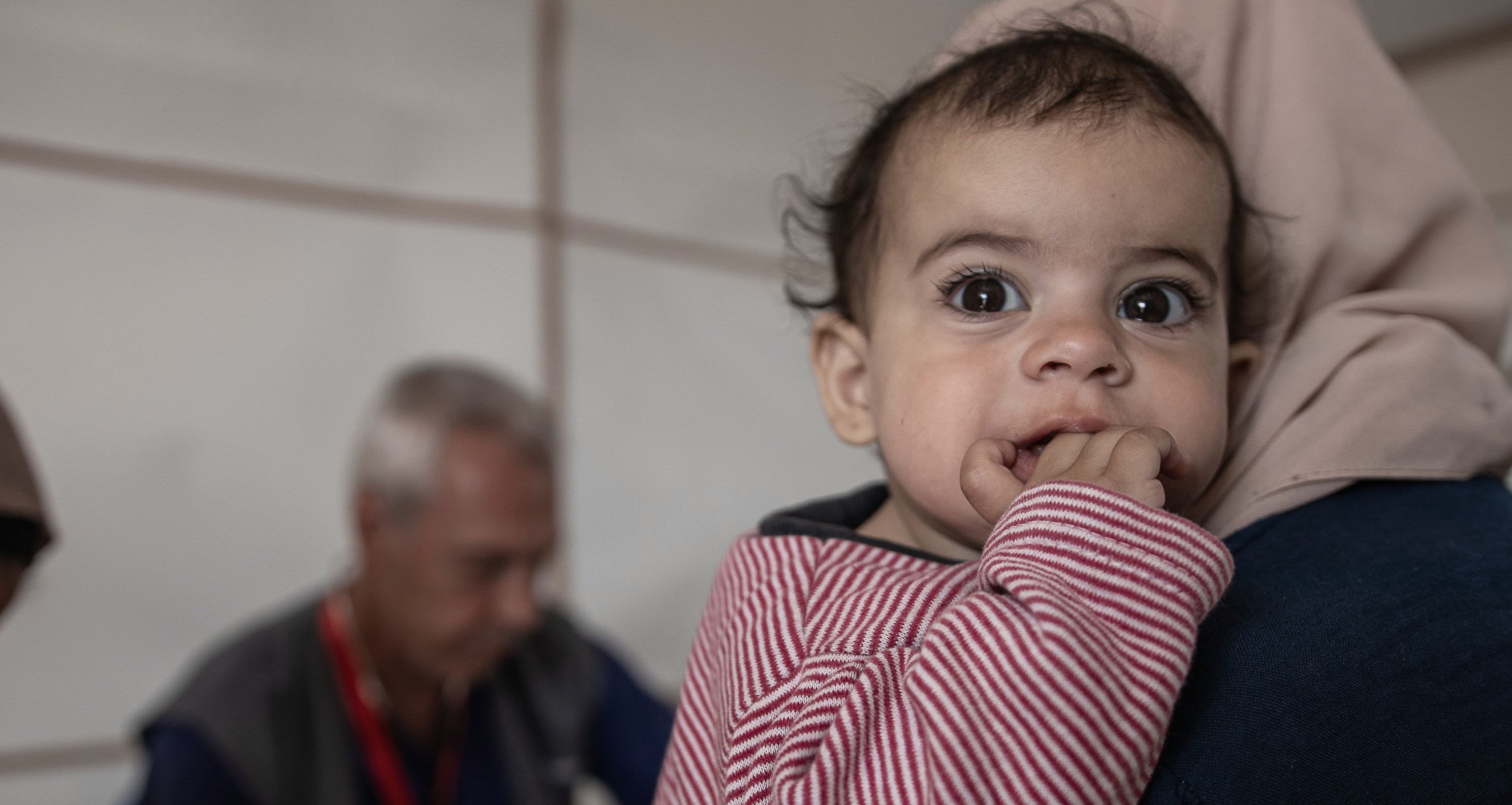 Midwife Ruth Marimbet at the Emergency Health Unit's maternity unit in Al Mawasi, Gaza